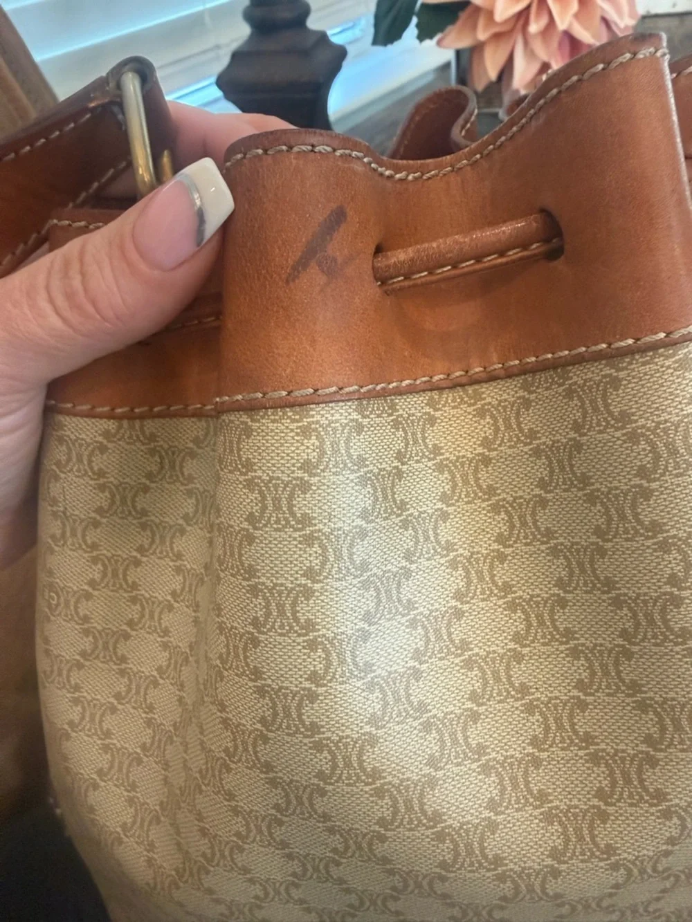 Celine Beige & Brown Canvas Bucket Shoulder Bag - Picture 12 of 12